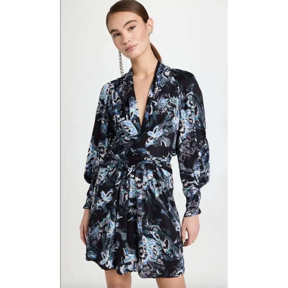 IRO Paris Camolla Faux Wrap Dress‎ Black Womens Size 32 US 0